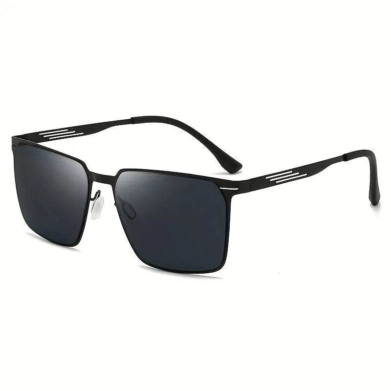 Fashion metal frame sunglasses with PC lenses in black frame double gray piece