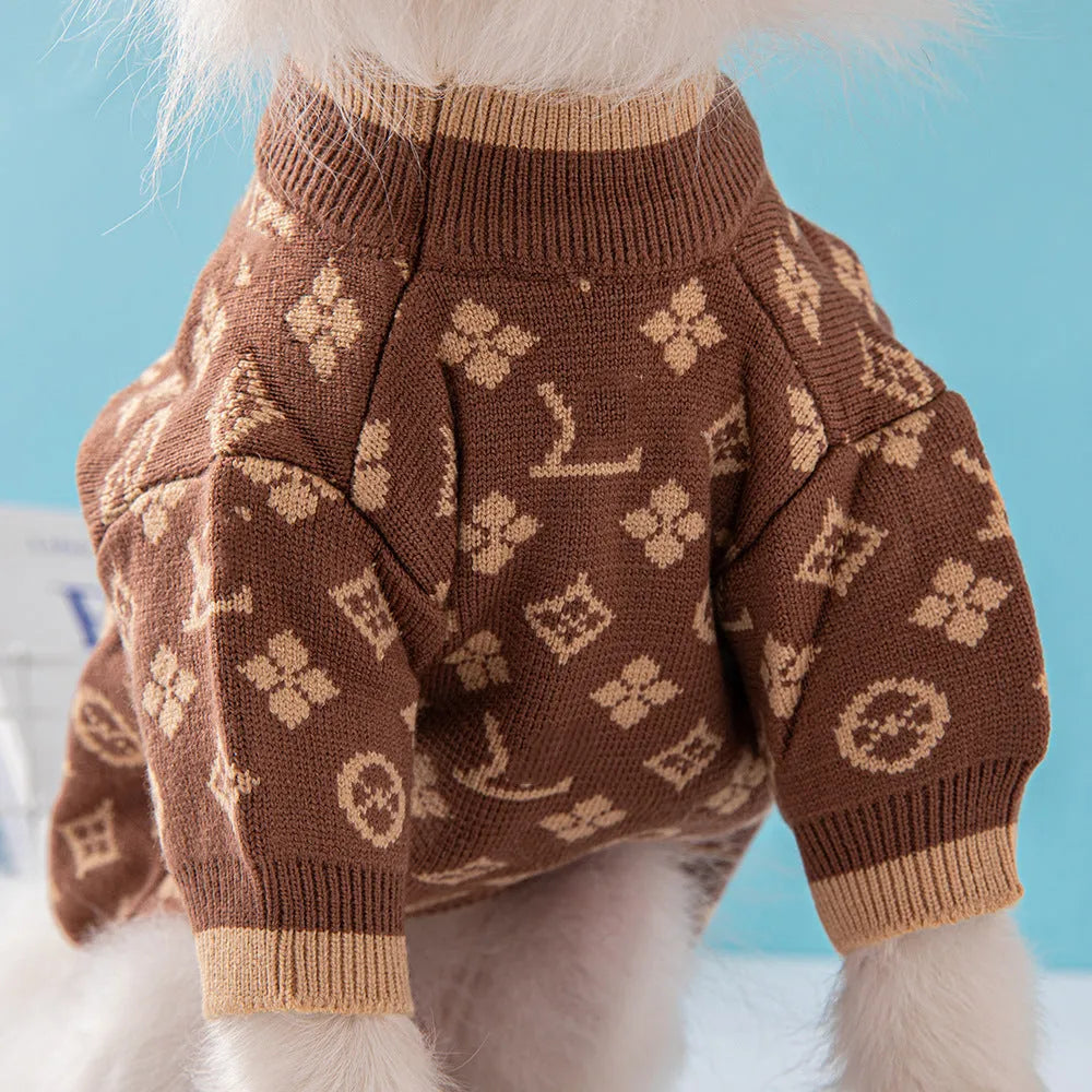 Thick wool dog sweater in a choice of monochrome or two-tone colours.