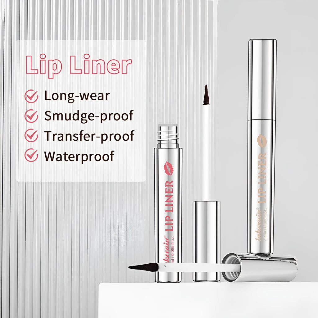 Matte finish pointed lip liner pencil shown in a tear and pull design on a white background.