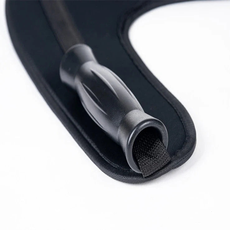 Black abdominal strap handle leggings with 35mm diameter handles and D-rings for strength training