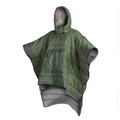 Army Green outdoor cloak sleeping bag worn as garment showing 200x140cm dimensions