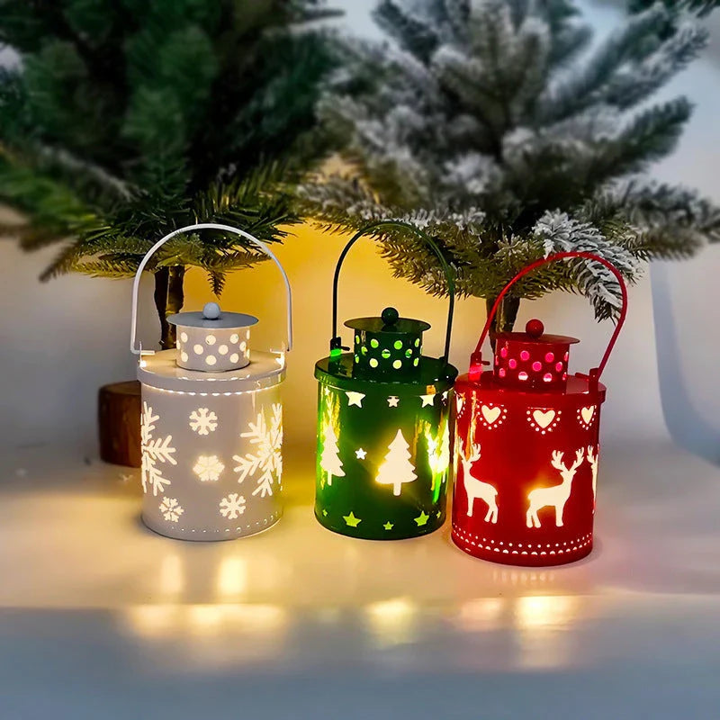 Elegant LED Christmas candle lights in white, green, and red colors with a Nordic-inspired design, creating a cozy and enchanting holiday ambiance.