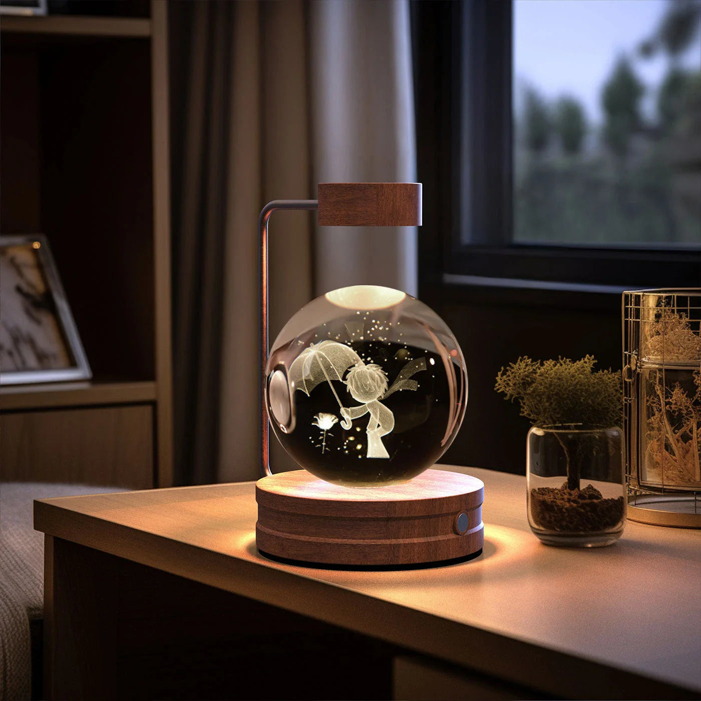 Dazzling crystal ball nightlight with captivating cosmic designs, creating a warm, soothing ambiance in your home