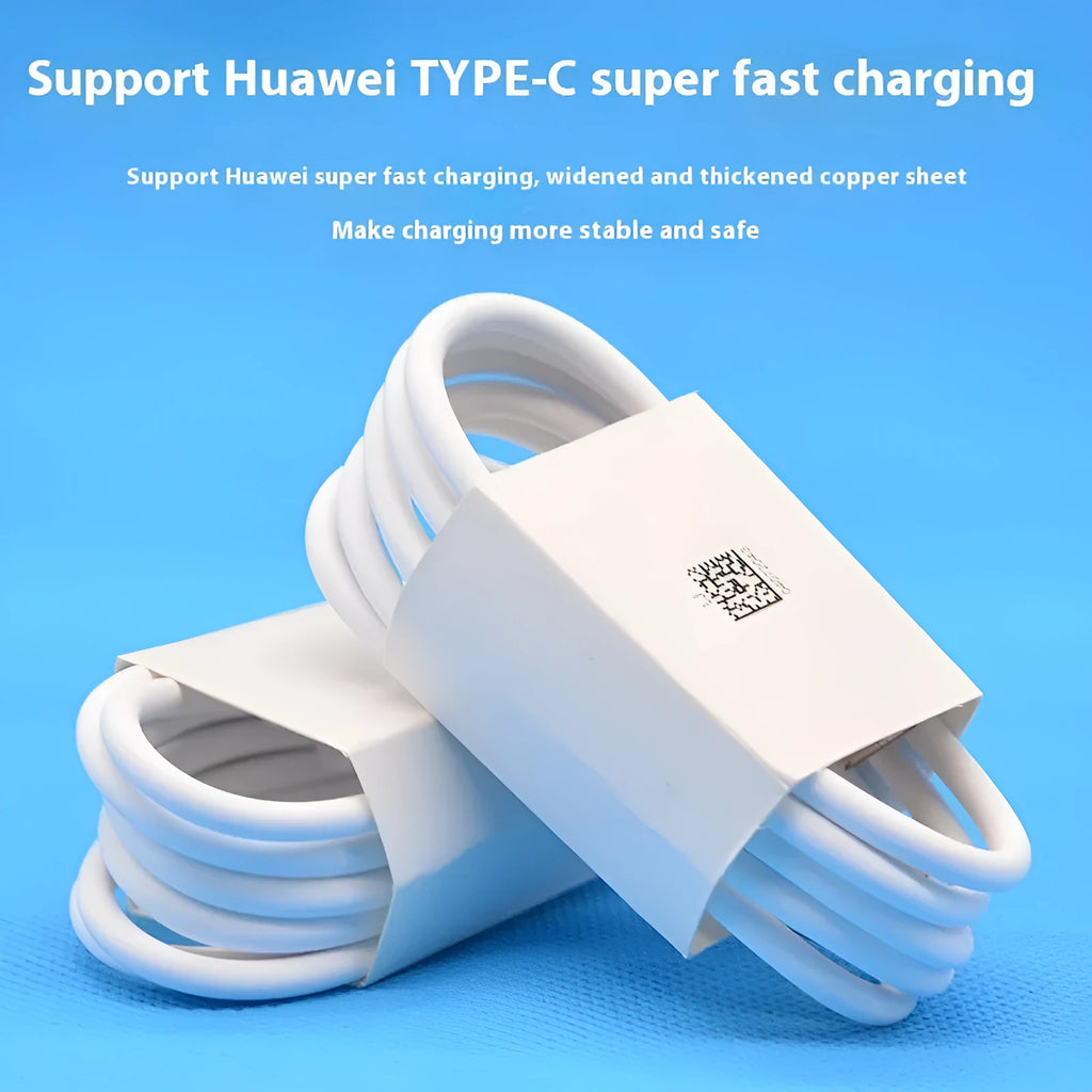 White 6A Type-C fast charging cable 1 metre with TPE material and USB-A connector