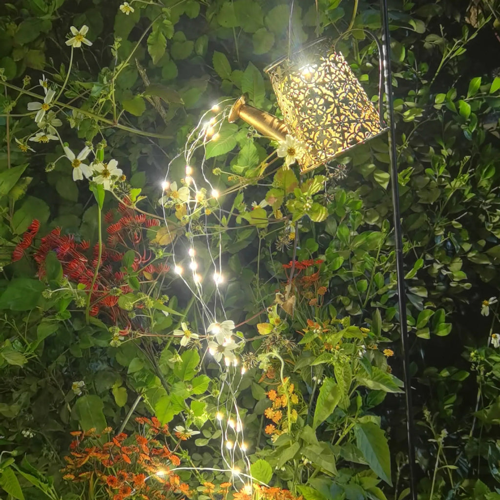 Solar-powered butterfly kettle courtyard lamp with wrought iron construction for outdoor garden decoration