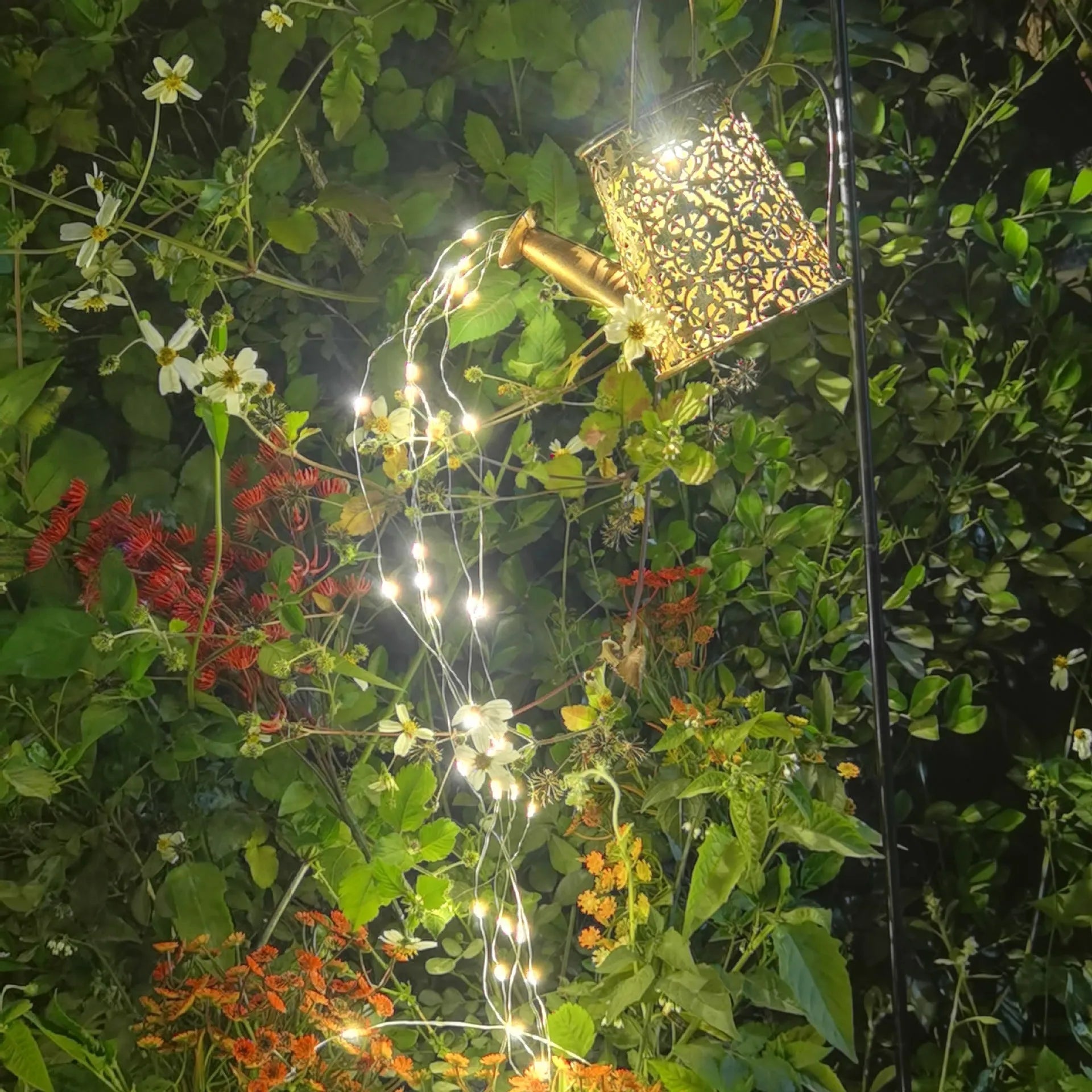 Solar-powered butterfly kettle courtyard lamp with wrought iron construction for outdoor garden decoration