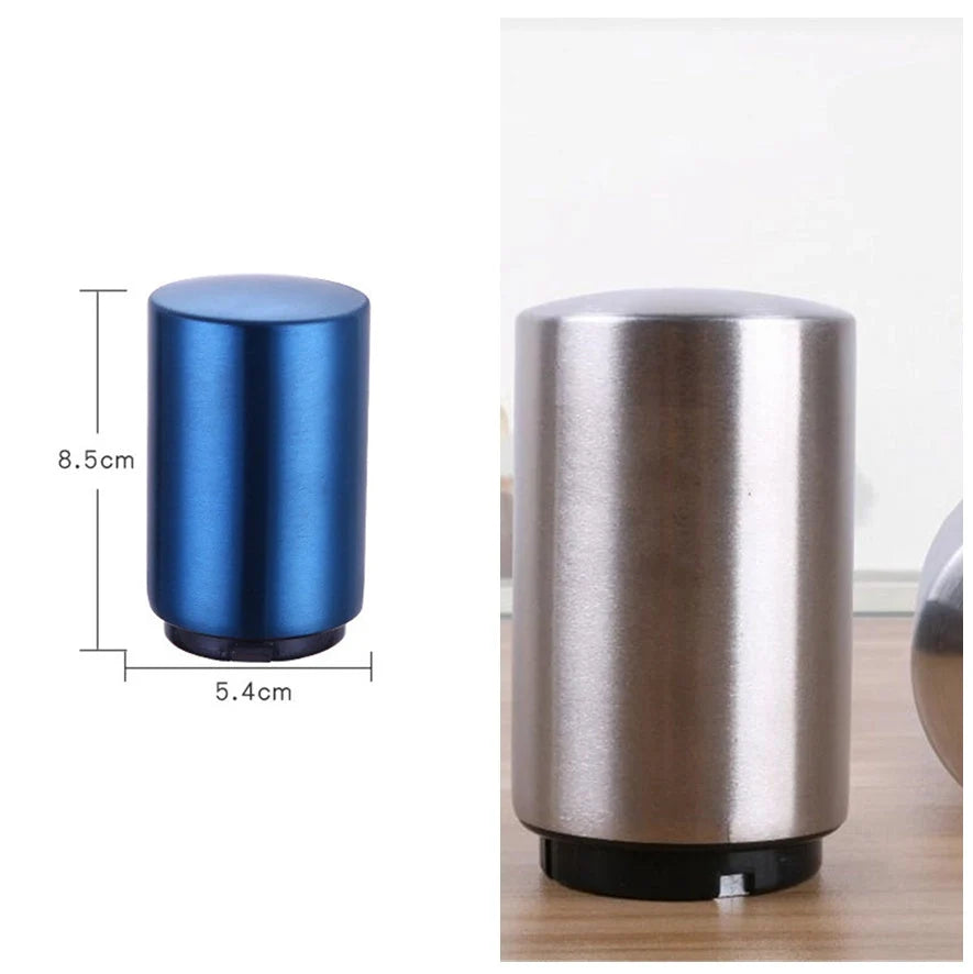 Stainless steel magnetic beer bottle opener with brushed metal finish
