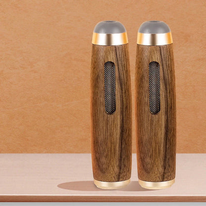 Vintage walnut wood cigarette case with keychain clip in golden and silver finishes