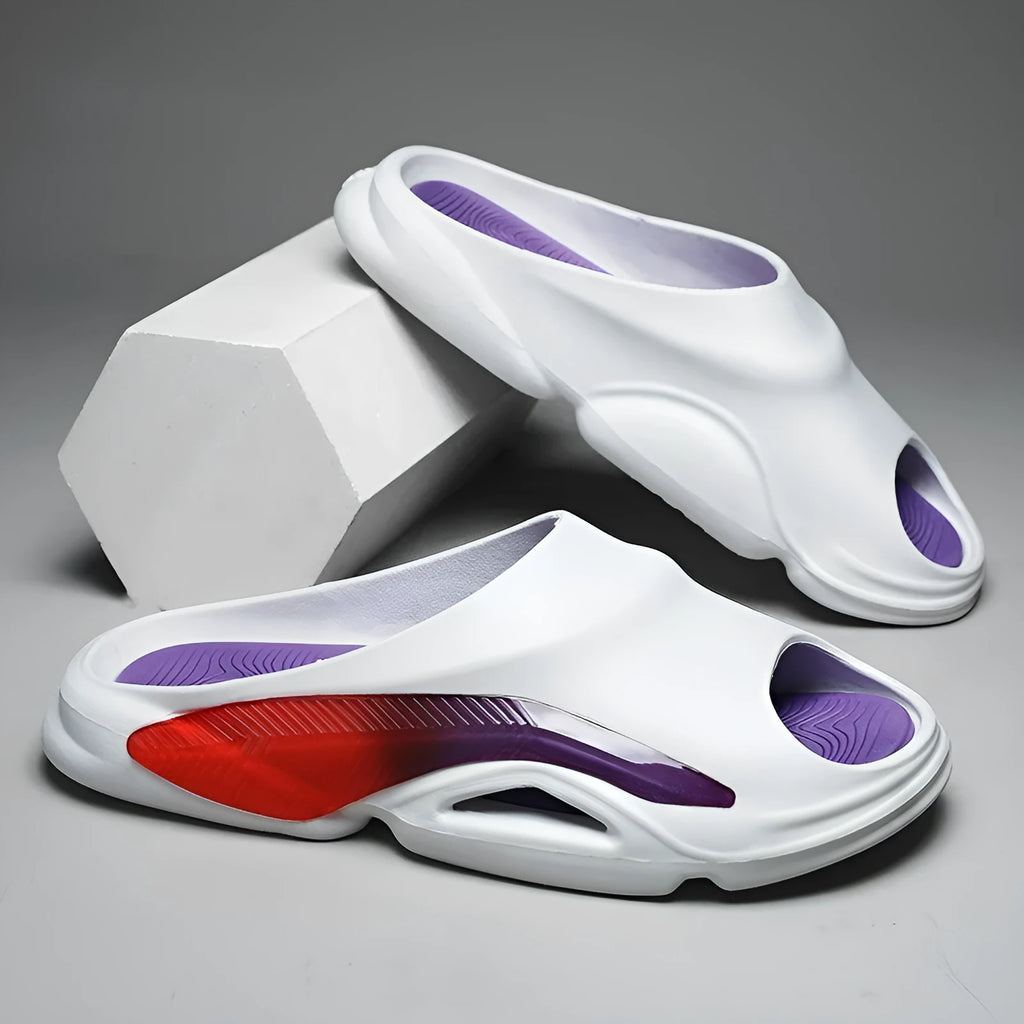 Men's EVA outdoor casual sandals in White Blue, White Green, and White Purple, sizes 38 to 45