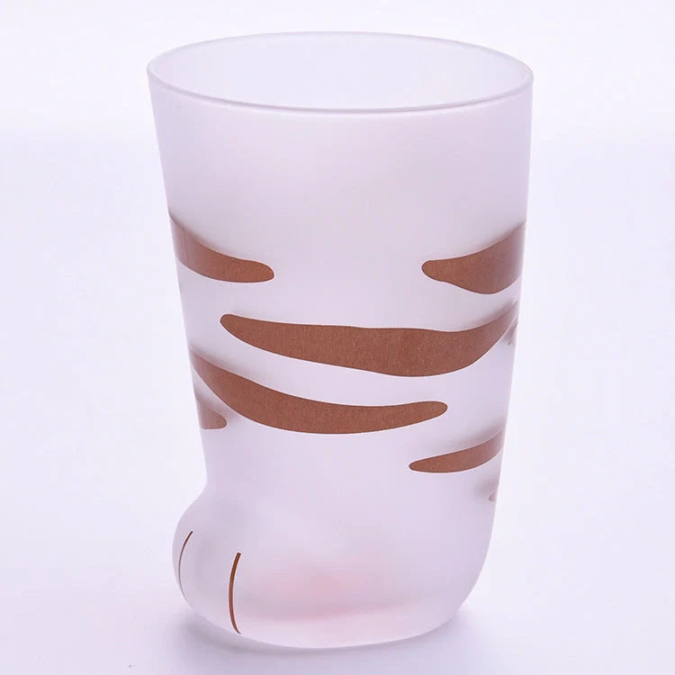 Heat-resistant glass cat paws mug with frosted texture, 300ml capacity