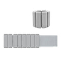 Square silicone iron block weight-bearing bracelet with adjustable velcro in gray on white background
