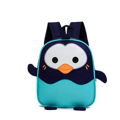 Yellow penguin design on small children's polyester backpack with zipper pocket, capacity under 20L