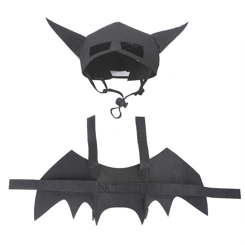 Halloween pet mask bat wings costume set for cats and dogs in cloth with bell style