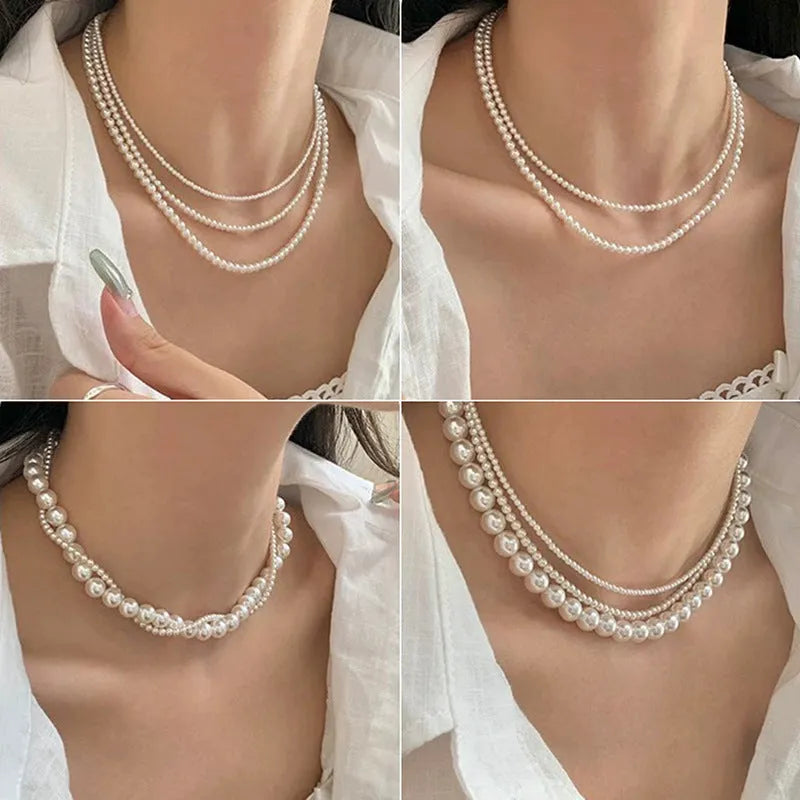 Australian white pearl mother pearl shellfish necklace with organic glass pendant on a regular chain, unisex design