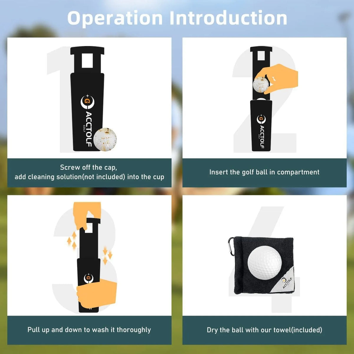 Black portable golf ball cleaning machine made from ABS for golf bag use