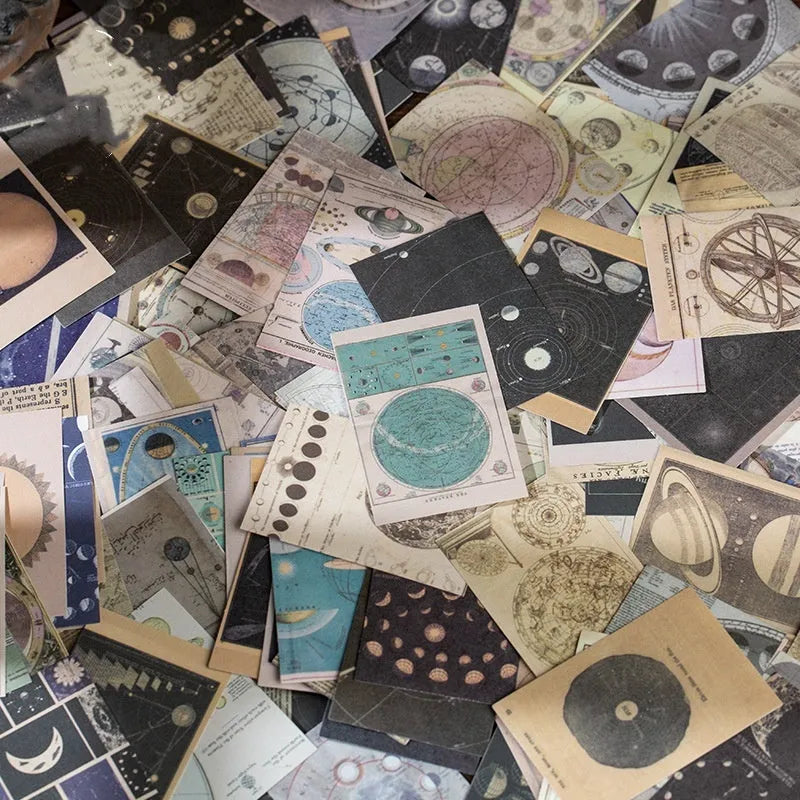 Retro style sticker collection box with 320 pieces measuring 4cm by 6cm in Secret Land colour design