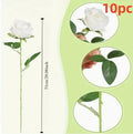 Artificial silk flower bouquet in red and white with plastic stems for home outdoor decoration