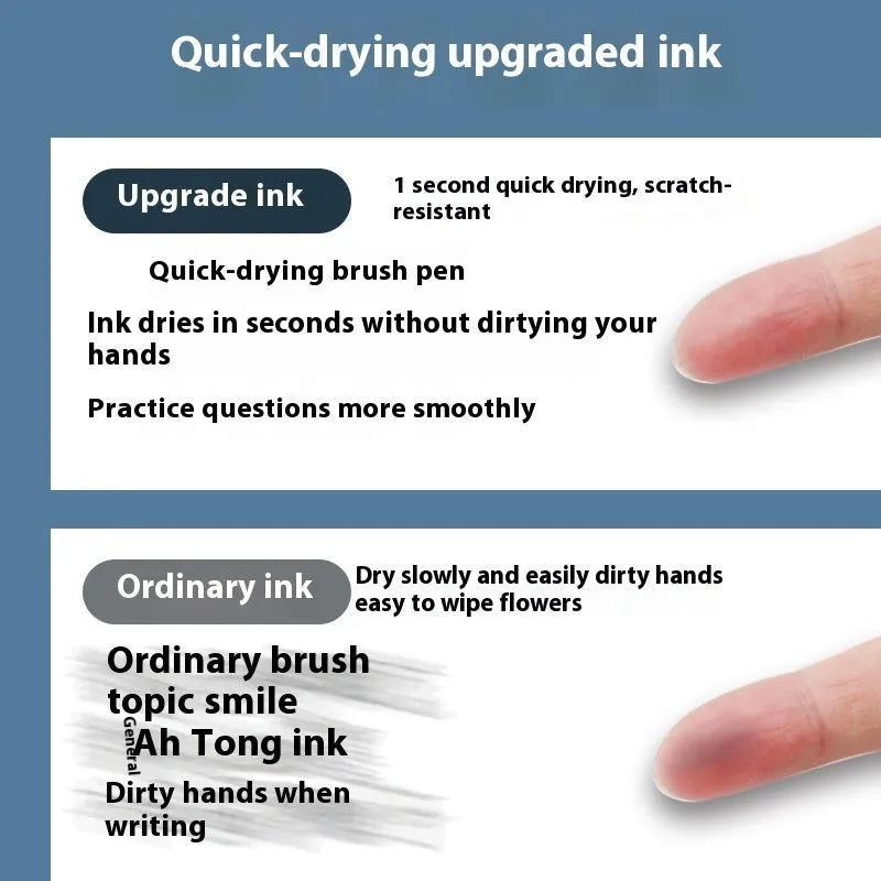 Pack of 10 quick-drying push bullet pen refill cartridges in black, red, blue, and ink blue.