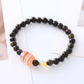 Handmade natural obsidian Pi Xiu bracelet with animal modelling in gold or red colours