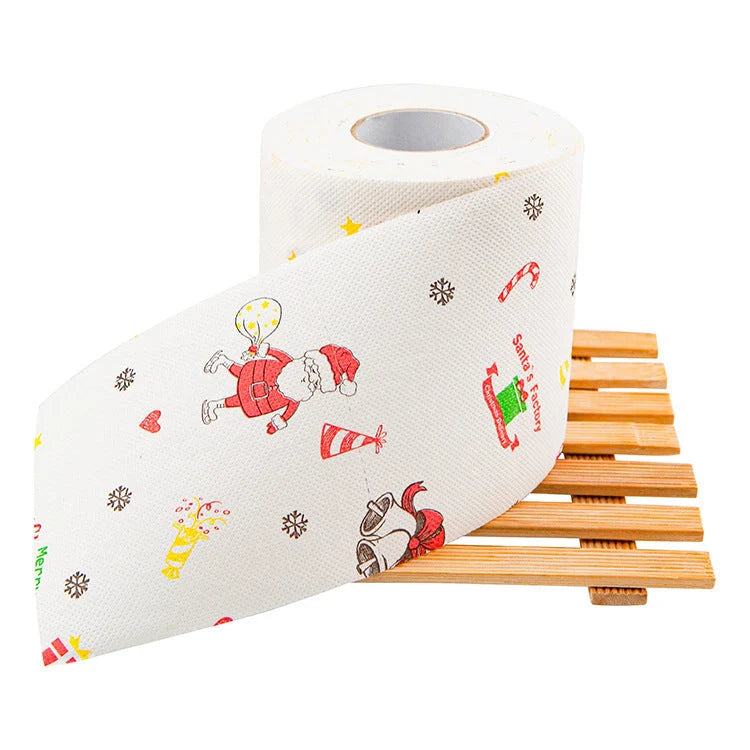 Festive Christmas toilet roll paper with Santa Claus design