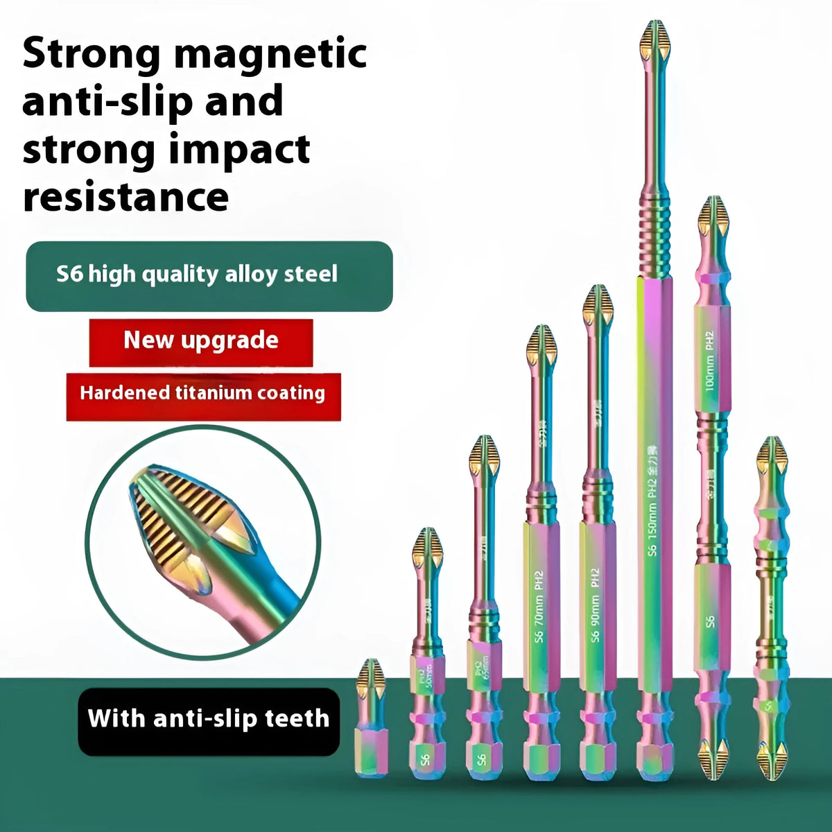 S6 colour titanium anti-slip cross screwdriver head alloy steel 50mm 70mm 90mm 100mm length options