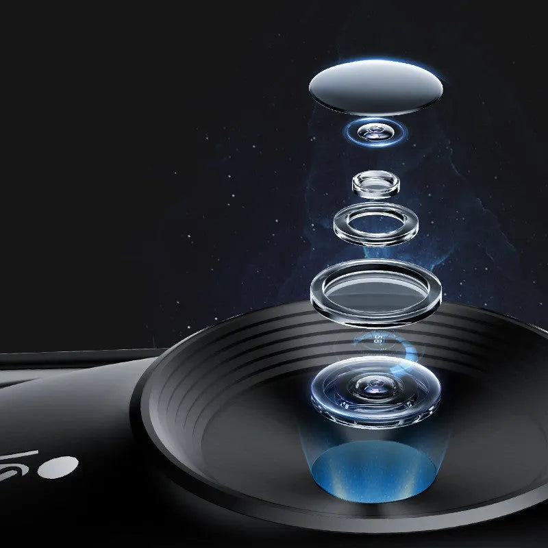 New automatic tracking stabiliser in dark black ABS plastic with 360-degree rotation on a desktop, USB cable attached