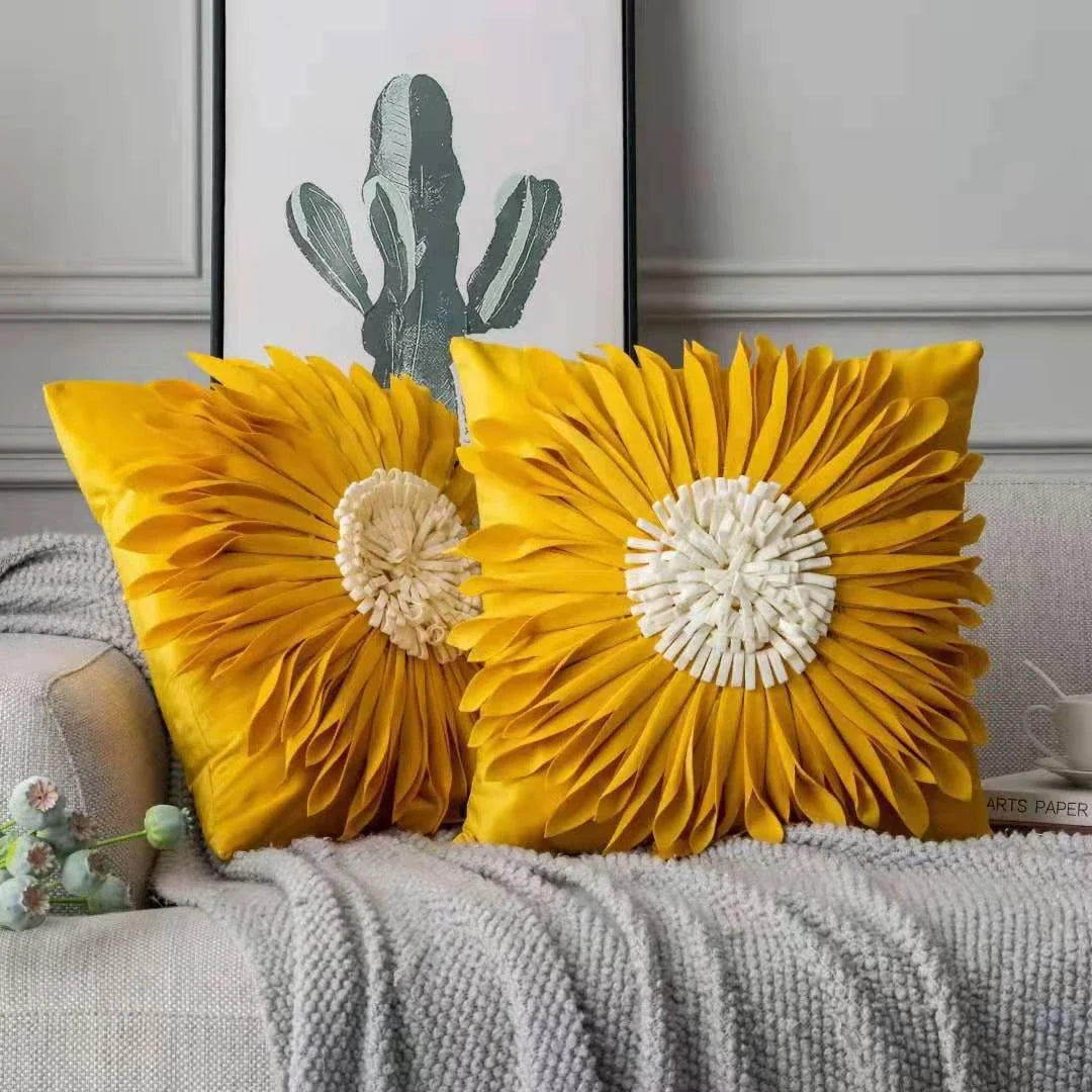 Luxurious velvet throw cushions with elegant 3D chrysanthemum embroidery, available in a range of sophisticated colours.
