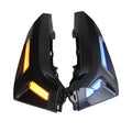 Pair of coloured LED turn signal lights for a Yamaha NMAX155 motorcycle on a white background.