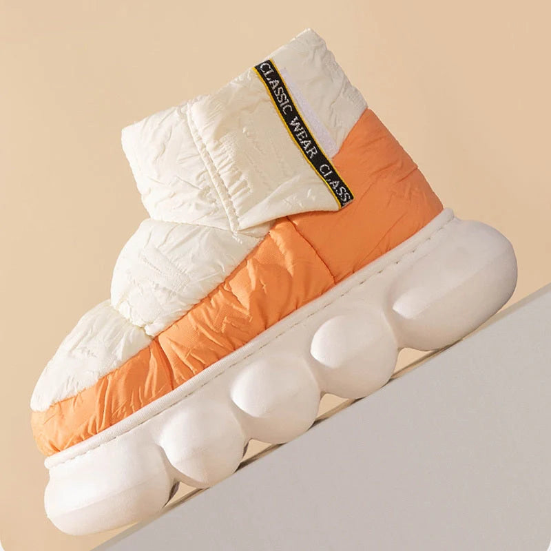 Winter ankle boots with down cloth upper in various colours for warmth and style