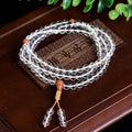 Natural white crystal 108 beads bracelet polished unisex retro geometric shape on display