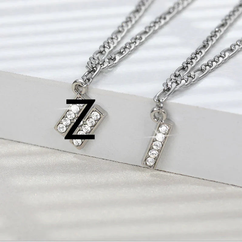 Customizable stainless steel anklet with zircon letters, available in various letter and silver letter options