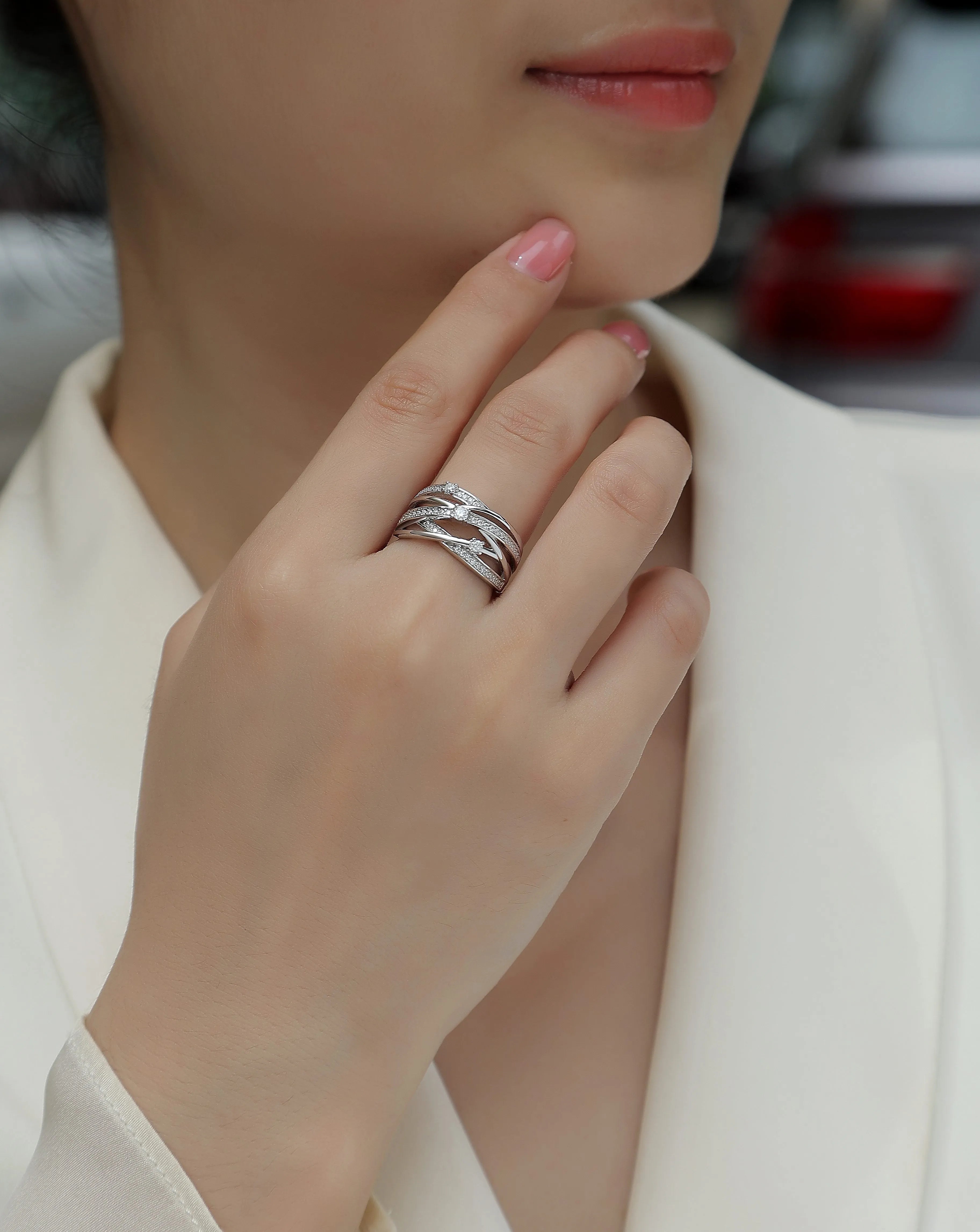 Diamond Shining moissanite wedding ring S925 silver platinum plated with GRA certificate in gift box