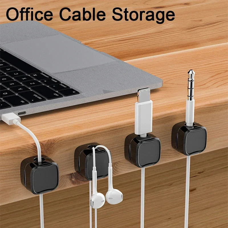 Magnetic cable clips for under desk cable management, adjustable cord holders to organize wires and keep workspace tidy