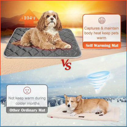 Self-heating thermal pet pad for dogs and cats with non-slip bottom