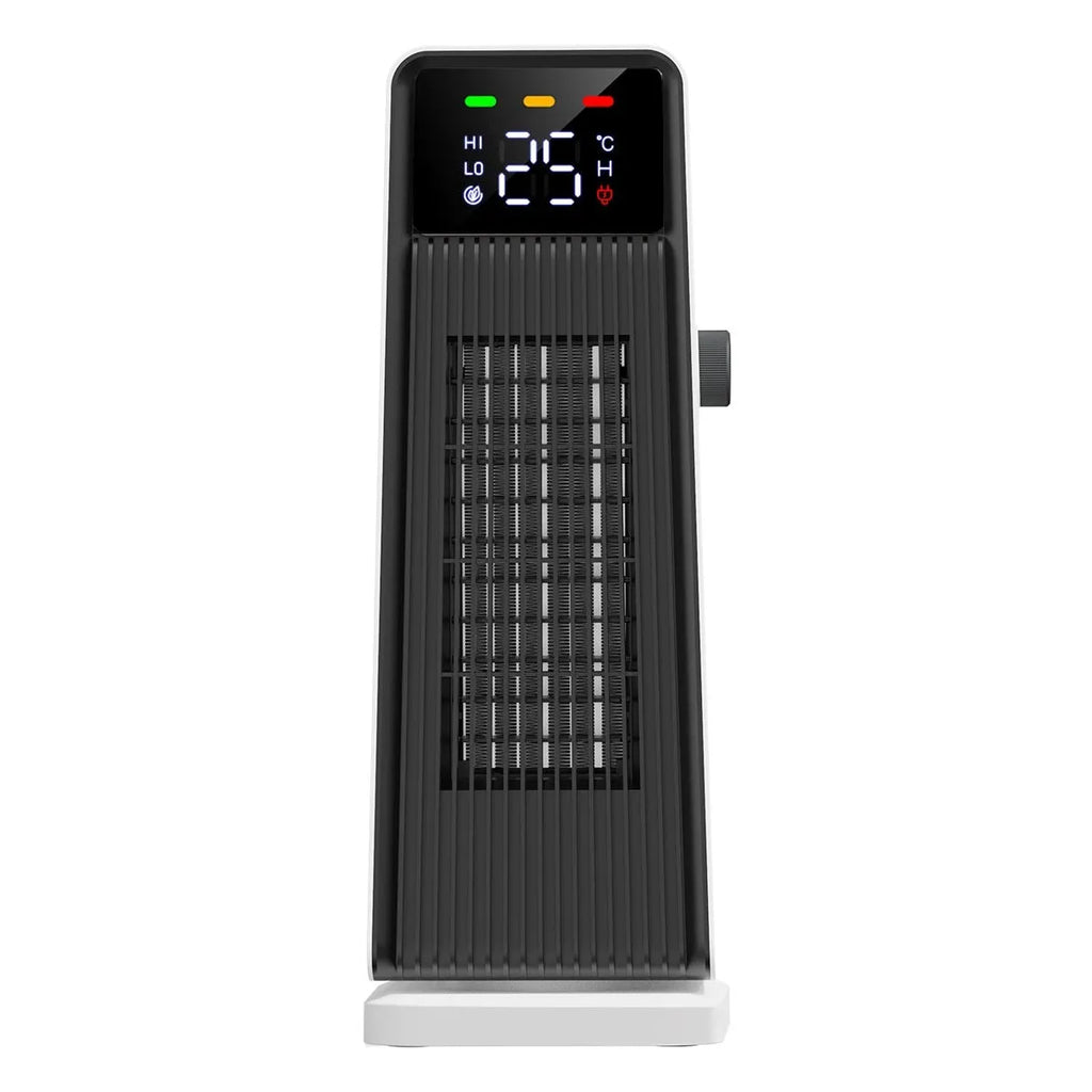 White small electric air conditioner heater with shaking head and touch controls for large rooms
