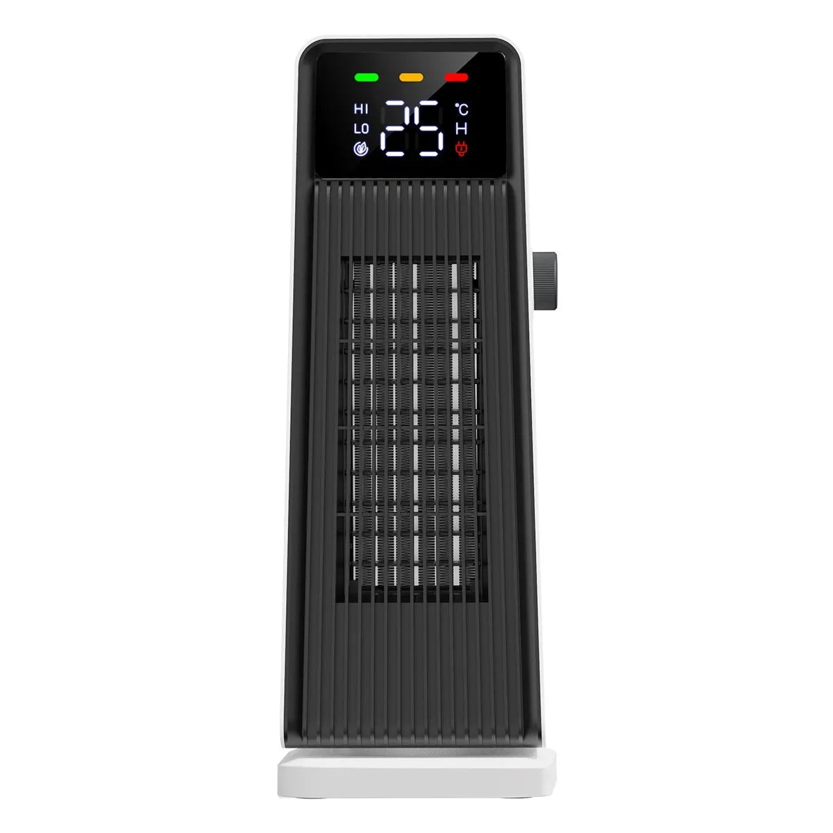 White small electric air conditioner heater with shaking head and touch controls for large rooms