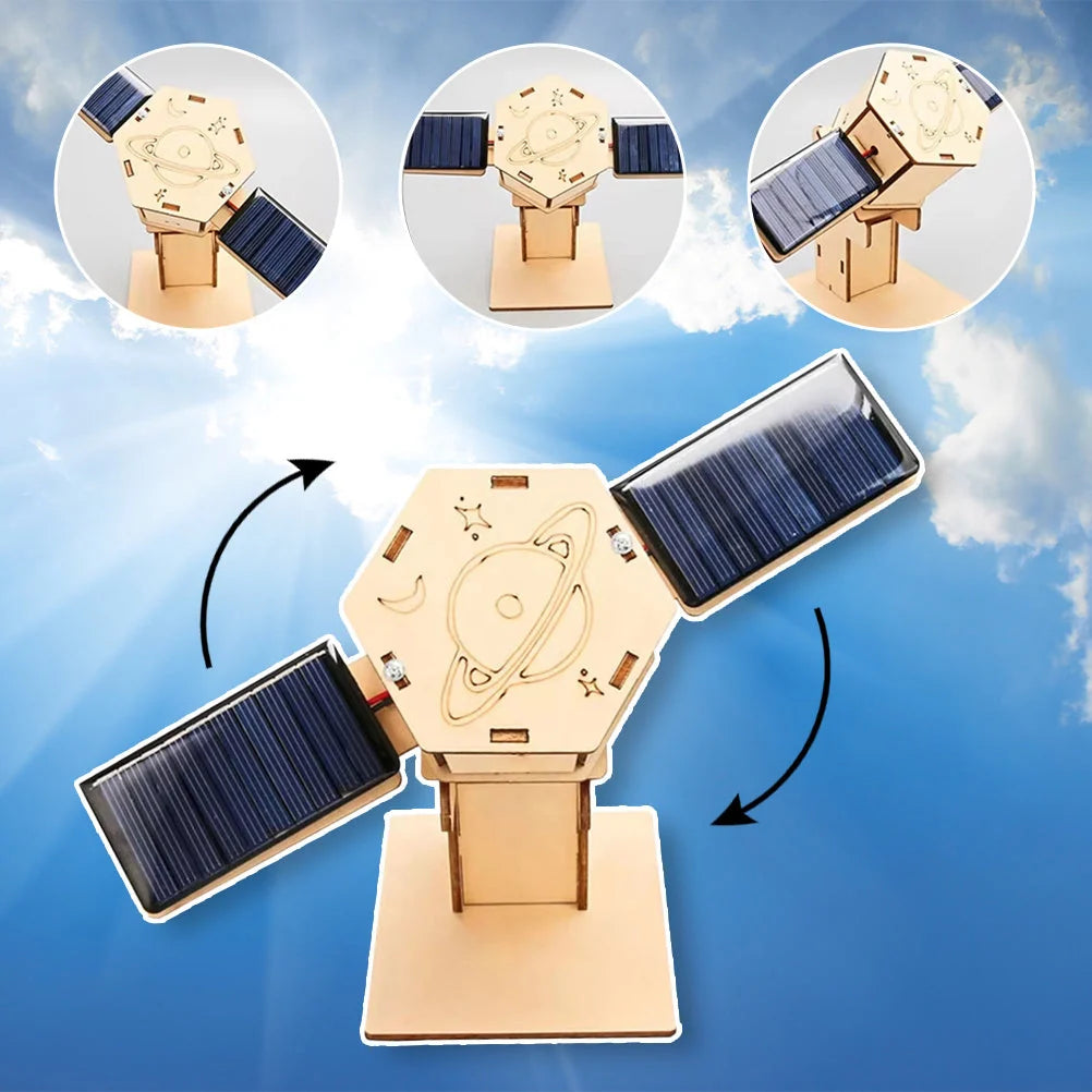 Solar-Powered DIY Space Satellite STEM Kit for kids, educational science toy