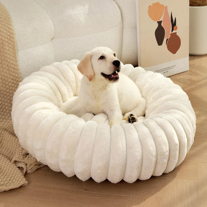 Round plush pet kennel for dogs in various colours and sizes