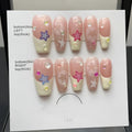 Handmade Sweet Star wearable nails in long ladder style with ultra-thin seamless finish and glue kit