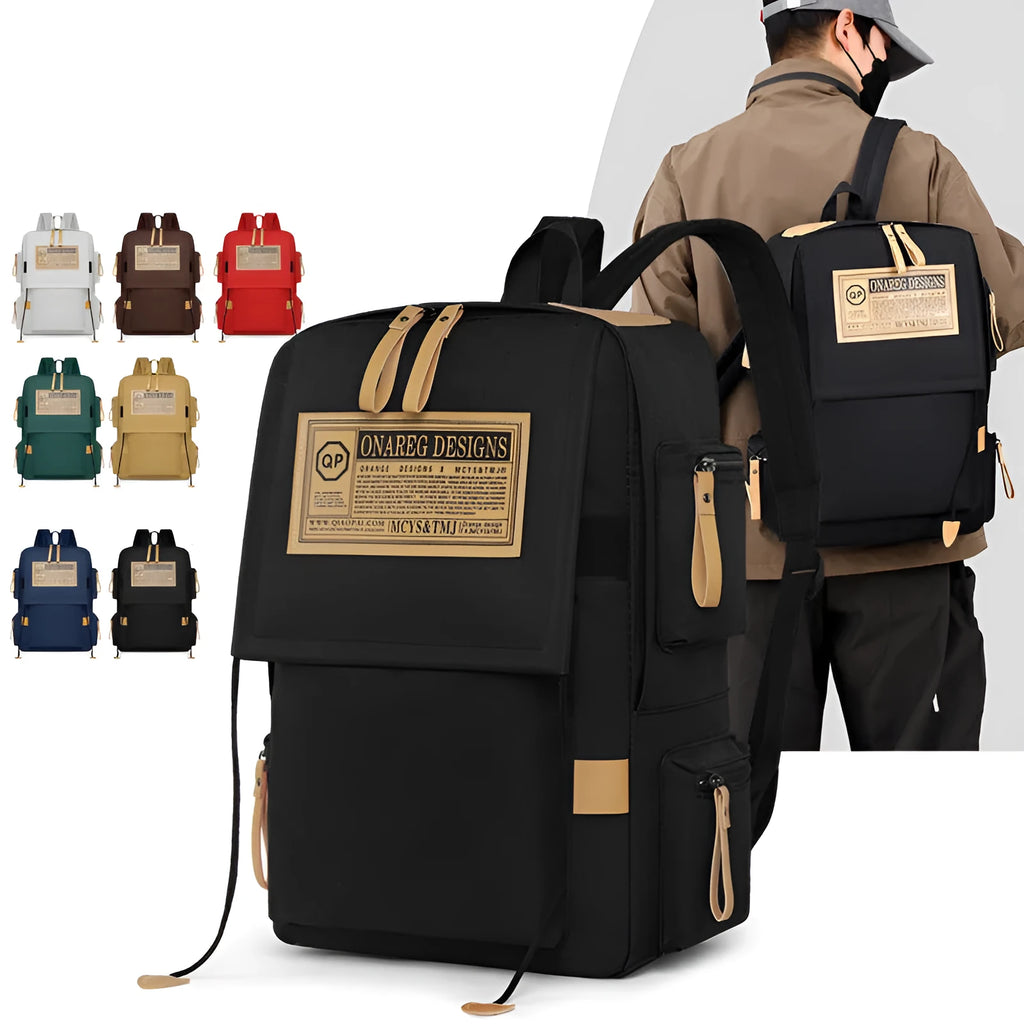 Ins fashion multi-pocket large capacity backpack in waterproof oxford cloth, available in several colours