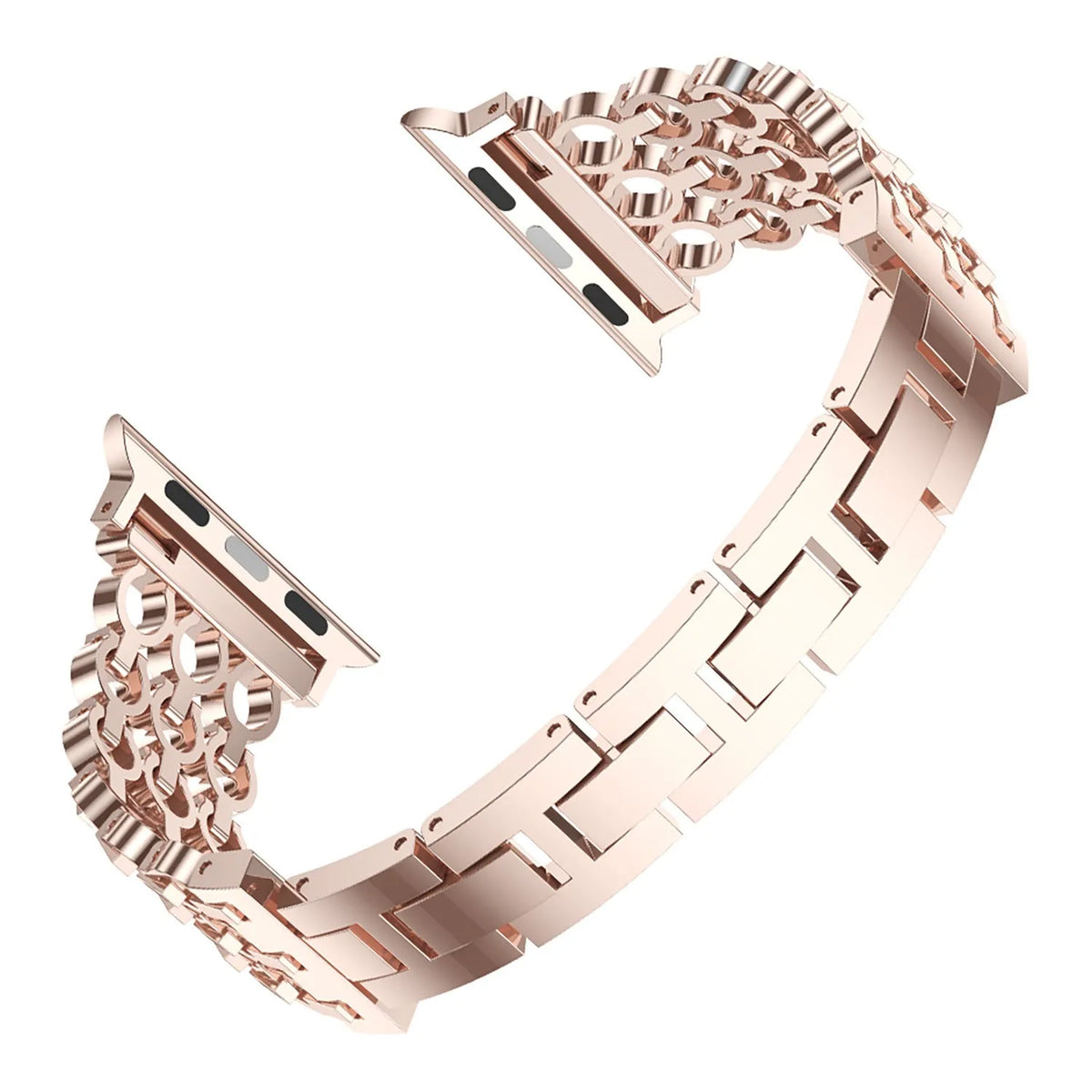 Stainless steel mesh detachable watch strap for iWatch in black, rose gold, and silver, 38-49mm sizes