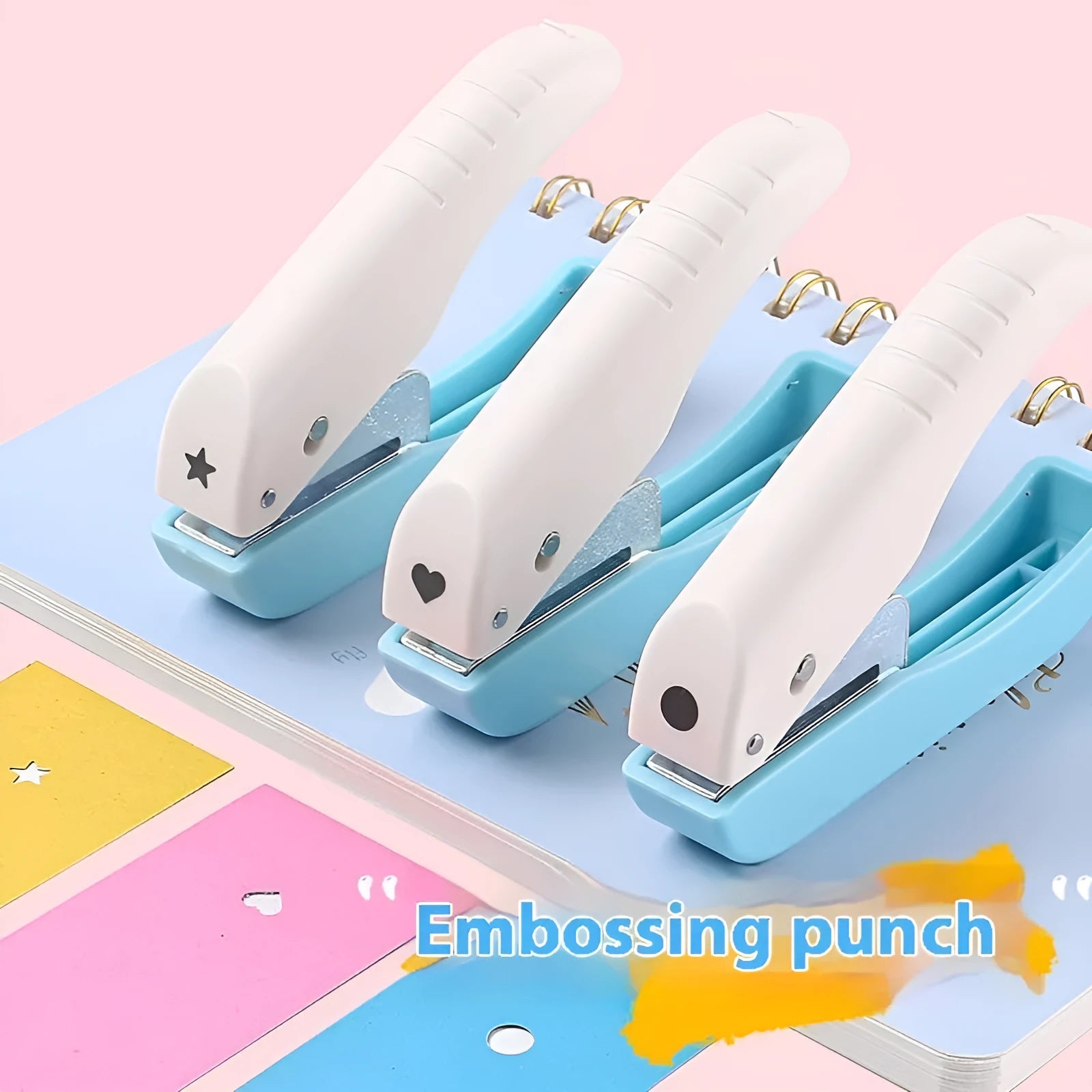 Manual embossing punching machine for crafts with love, star, 4mm and 6mm round shape dies.
