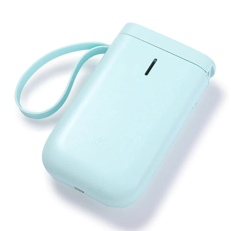 D11 Bluetooth-compatible Label Printer in various colours, showcasing compact design and label examples.
