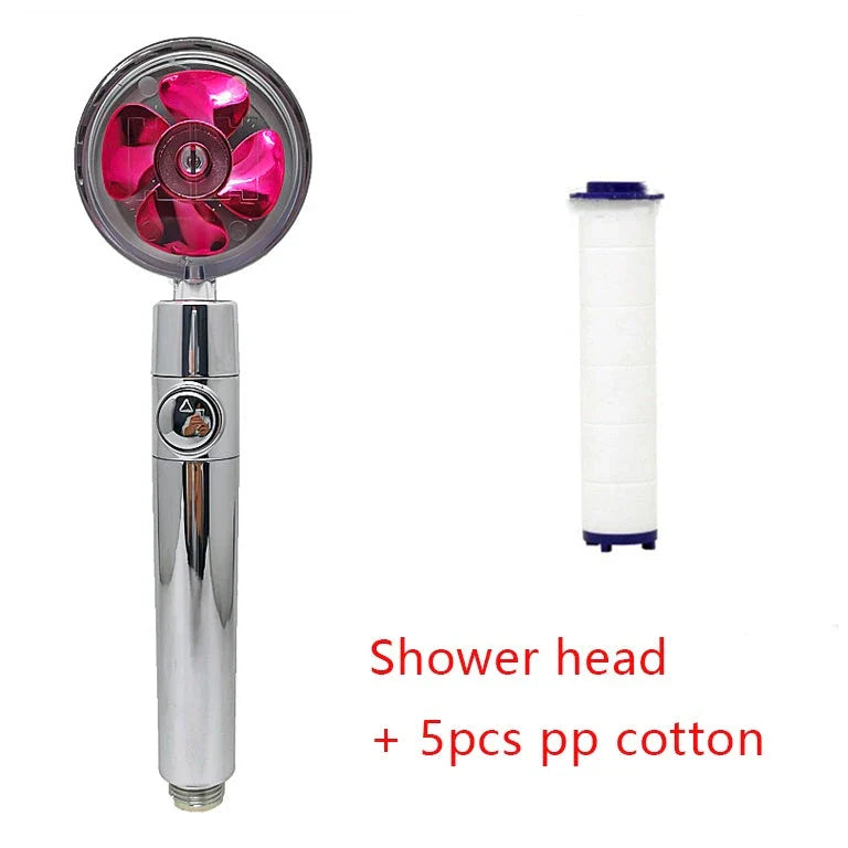 High-Pressure Rainfall Shower Head with 360-Degree Rotation and Built-In Fan for Relaxing Bathing Experience