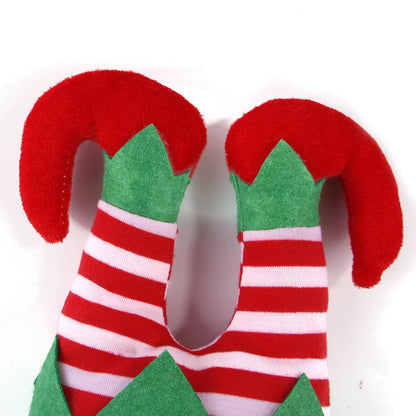 Adjustable Christmas hat for dogs with striped design, soft flannel lining