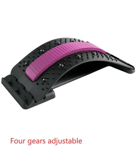 Adjustable back stretcher massager in trapezoid shape on a neutral background.