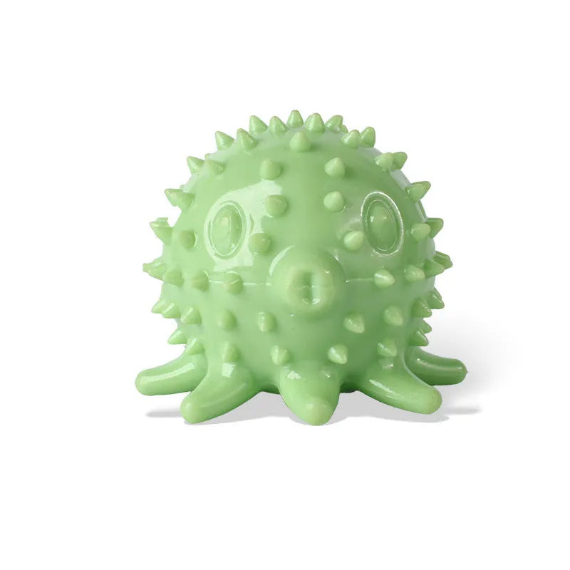 Eight-clawed octopus dog toy in blue made from TPR material for chewing and dental health