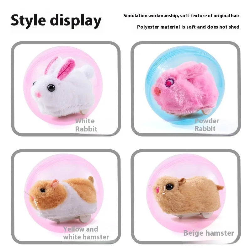 Hamster rolling ball toy with plush animal shell inside transparent plastic sphere