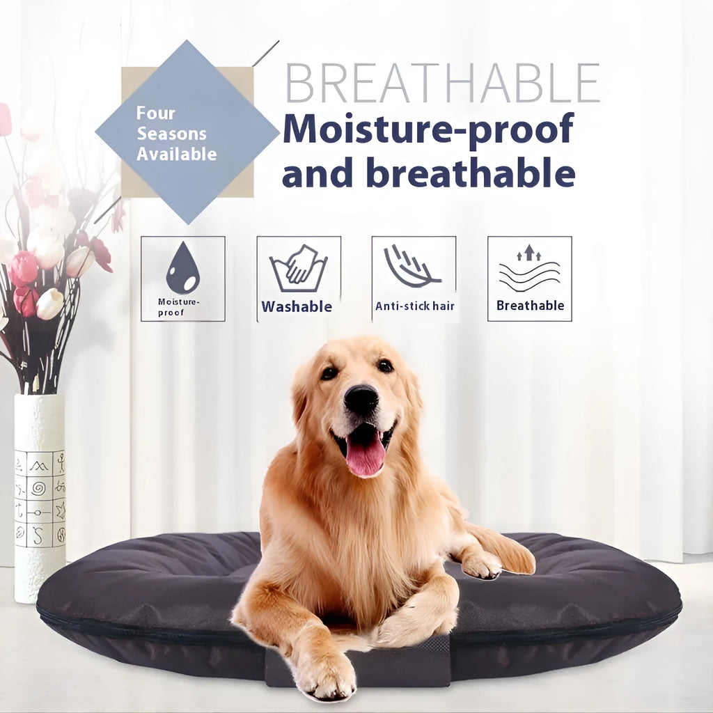 Removable washable Oxford cloth pet mattress for dogs in black, shown with dimensions 55cm by 45cm.