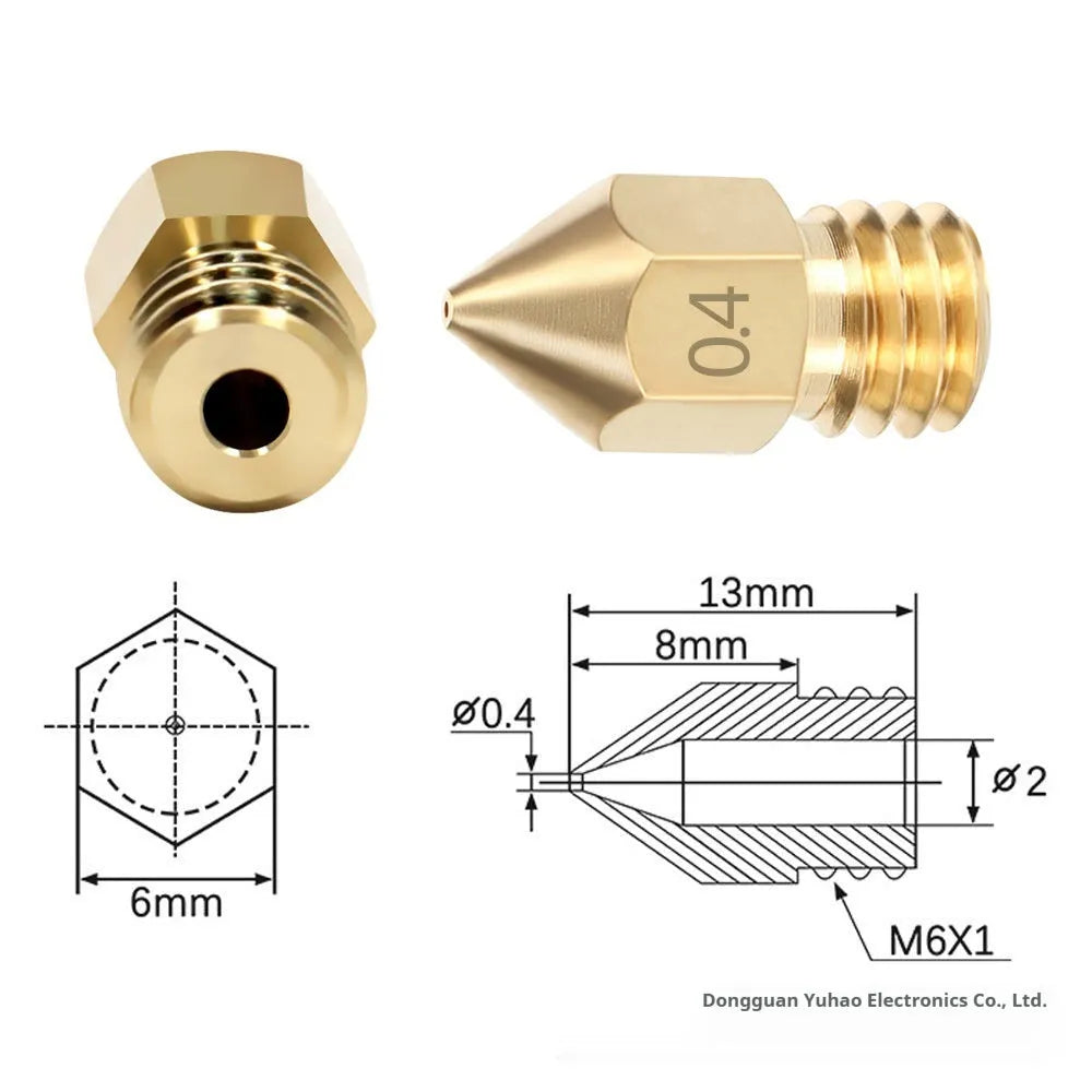 Brass MK8 3D printer nozzle and stainless steel cleaning pin kit for Ender 3